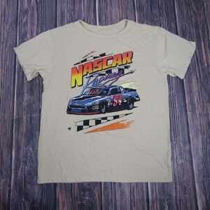 NASCAR Racing Shirt Mens Medium Beige Vintage Style Race Car 94 Tee Short Sleeve